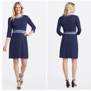 Draper James Navy Blue Dress with Light Blue Trim